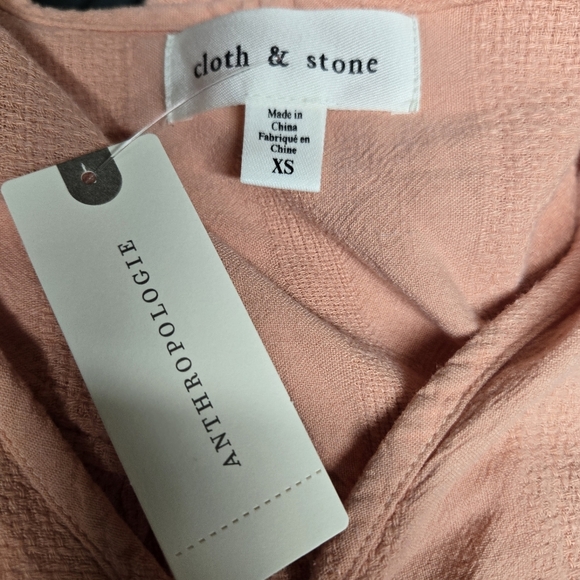 Cloth & Stone Anthropologie Womens Peach Linen Blouse XS - Picture 5 of 7